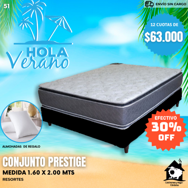 Conjunto Prestige Gamma Resortes 160x200x30