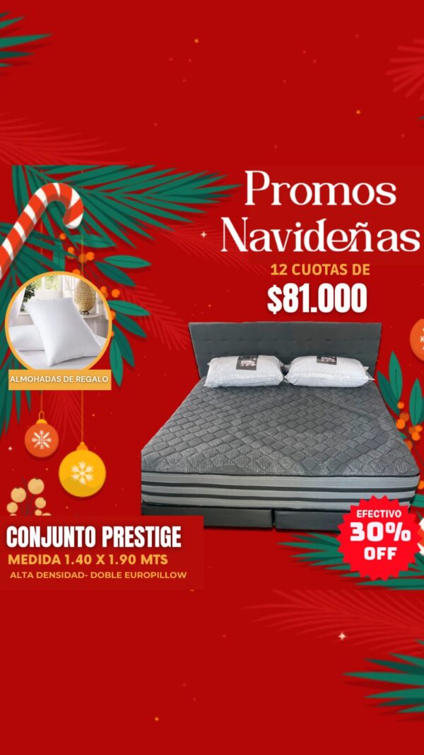 Promo Navideña: Conjunto Prestige Royal Resortes 140x200x38