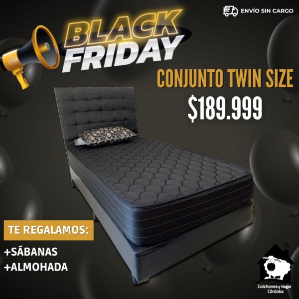 Precio Especial Promo Black Friday Mina Clavero dos Conjuntos Twin Size( 2 Colchones + 2 Base + 2 Sabanas + 2 Almohada de Regalo)