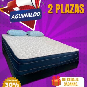 Promo Aguinaldo: Conjunto Madrid de Resortes 140x190x29 + Sabanas y acolchado!