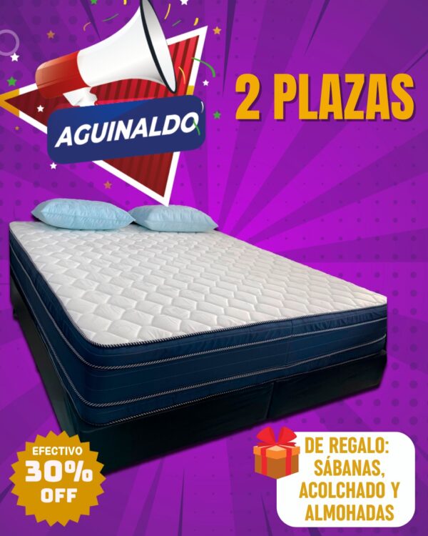 Promo Aguinaldo: Conjunto Madrid de Resortes 140x190x29 + Sabanas y acolchado!