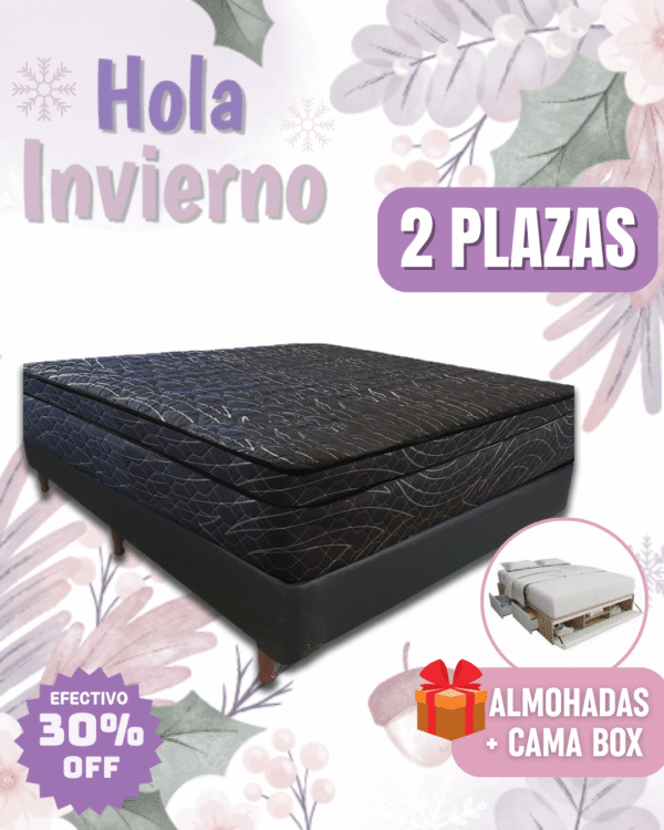 Conjunto Confort 140x190x26 + Cama Box Prestige (4 o 6 cajones, zapatero y baulera)