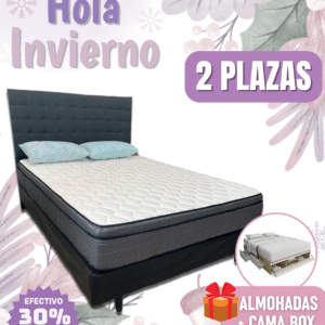 Conjunto Nuevo Dorado 140x190x26 + Cama Box Prestige (4 o 6 cajones, zapatero y baulera)