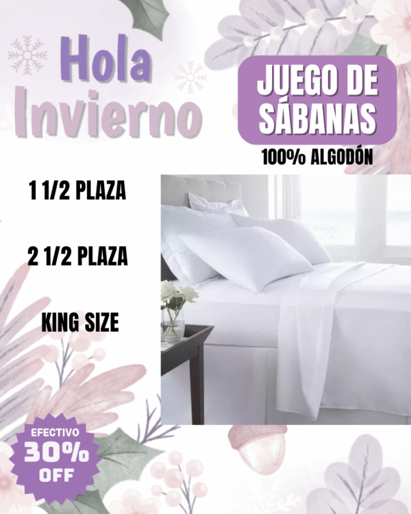 Juego de Sabana 100% algodón King con terminación