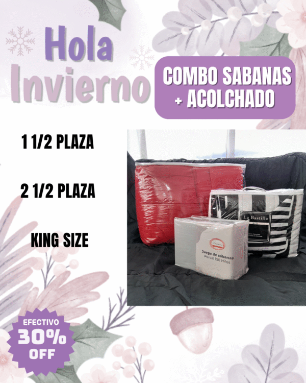 Combo sabanas + acolchado 2 1/2