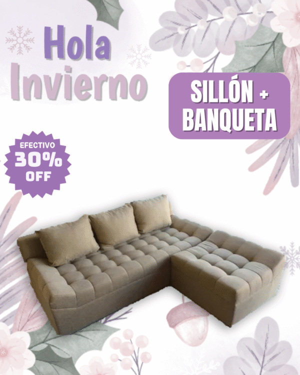 Esquinero Julieta + banqueta 180x160 (almohadones fijos)