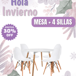 Mesa Nórdica REDONDA 100 cm + 4 sillas nórdicas