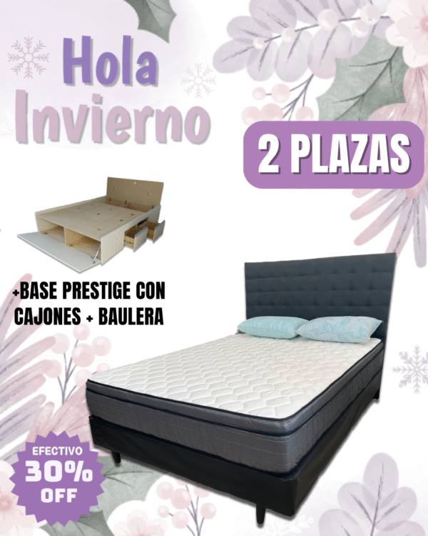 Conjunto Cama Prestige MDF 4 cajones + 2 baúles + zapatero 140x190 + Colchón Nuevo Dorado
