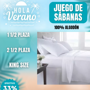 Juego de Sabana 100% algodon 1 1/2 con terminación