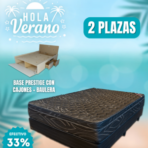 Conjunto Cama Prestige MDF 4 cajones + 2 baúles + zapatero 140x190 + Colchón Mistral