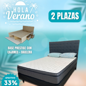Conjunto Cama Prestige MDF 4 cajones + 2 baúles + zapatero 140x190 + Colchón Nuevo Dorado