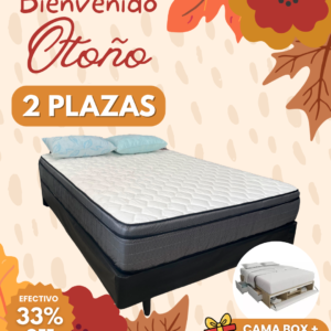 Conjunto Nuevo Dorado 140x190x26 + Cama Box Prestige (4 o 6 cajones, zapatero y baulera)